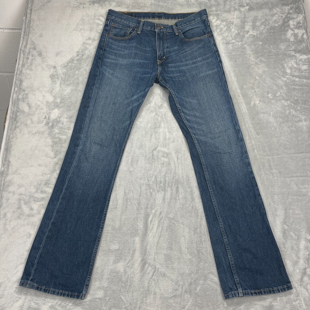Levi's Jeans Mens 33x34 Blue Denim Faded Dark Wash Whiskered 527 Slim Bootcut